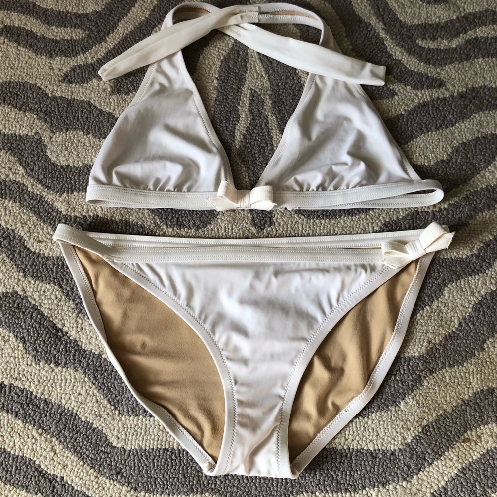 J Crew White bikini Swimsuit w/bow